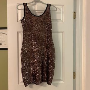 Pinkblush NWTCopper sequence dress size medium on tag but fits like a small.